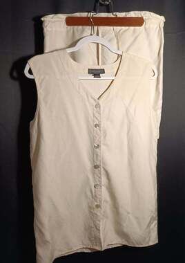 Vtg Silk House 100% Silk Ivory Tank & Shorts Set Women’s Small Petite 2‑Piece